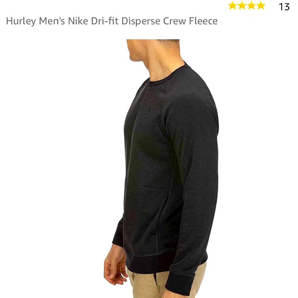 HURLEY NIKE DRY-FIT TECHNOLOGY DISPERSE CREW FLEECE PULL ON NICE SWEATSHIRT MENS